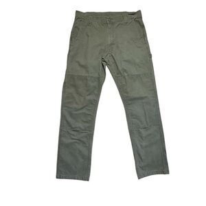 Key Men's Olive Green Carpenter Cargo Rip Stop Double Knee Dungaree Size 36x34
